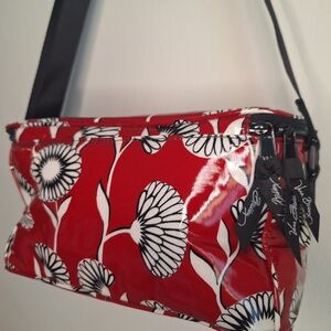 Vera Bradley Red Floral Lunch Bag Insulated Zip Cooler Crossbody